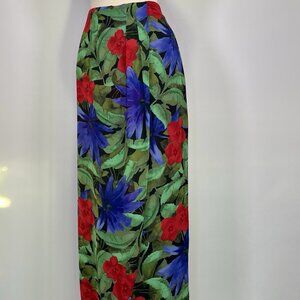 Vintage 90s Amanda Smith II Floral Boho Hawaiian Maxi Jungle Skirt Plus Size 16W